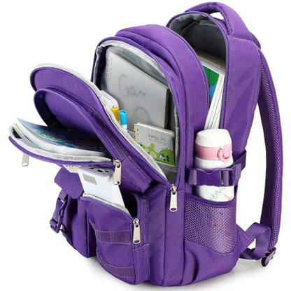 abshoo Large Heavy Duty Backpack For School College Bookbag Casual Multi Pocket Travel Backpacks - color: Dark Purple