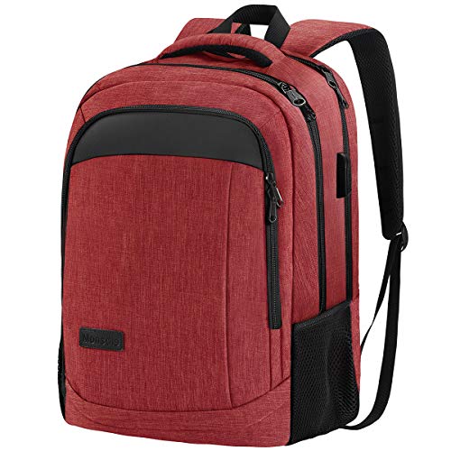 Monsdle Travel Laptop Backpack Anti Theft Backpacks with USB Charging Port, Travel Backpacks Business Work Bag 15.6 Inch College Computer Bag for Men Women, Red - color: Red