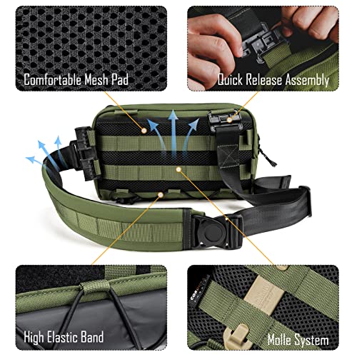 TACTICAL_GEEK Cache L3 EDC Sling Bag Chest, Lightweight Shoulder Daypack, 500D Nylon, Travel Hiking Concealed Carry,Crossbody Bag, Tactical Backpack, Hiking Ambidextrous Strap Green - color: Green