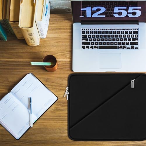 Laptop Sleeve Case 15.6 inch, Traveling Carrying Computer Sleeve Bag with Zippered Pocket, Shockproof Protective Laptop Cover Compatible for Apple Notebook, HP, Dell, Acer, Asus, Lenovo, Black - color: Black, size: 15.6 inch