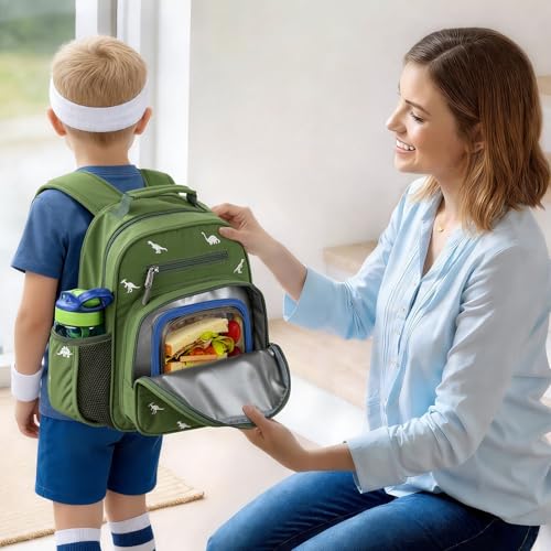 mibasies Toddler Backpacks for Boys 2-4: Quilted Backpack for Preschool Prek Daycare - Cute 12 Inches Bookbag for Little Kids Dinosaur Green - color: Dinosaur Green, style: Toddler-12"h(not Fit Folder)