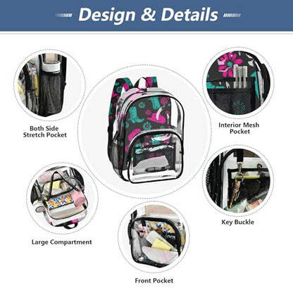 Western Cowgirl Flowers Clear Backpack PVC Transparent School Backpack Lightweight Student Book Bags Capacity Clear Bag - color: Magnet Black