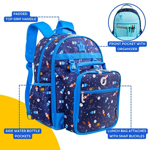 J World Duet Kids Backpack & Lunch Box Set For Boys & Girls Pre-K to Elementary School, Spaceship - color: Multicolor