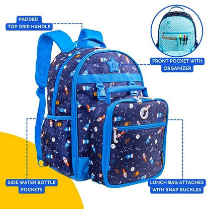J World Duet Kids Backpack & Lunch Box Set For Boys & Girls Pre-K to Elementary School, Spaceship - color: Multicolor