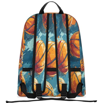 17.5 inch Laptop Backpack Basketball Balls College Waterproof Travel Bag Casual Book Bag with Multiple Pockets Laptop Backpacks for Travel Hiking