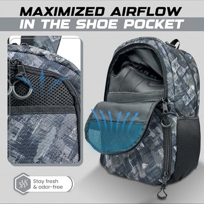Soccer & Basketball Sports Bag with Ball Pump - Basketball Backpack with Separate Ball & Shoes Holder Compartment, Soccer Basketball Football & Volleyball Bag with Large Capacity - color: Grey