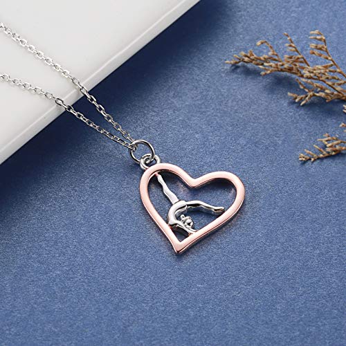 Sariel Gymnastics Gifts for Women Gymnast Necklace 925 Sterling Silver Gymnastics Fashion Jewelry Pendant Birthday - color: Rose gold