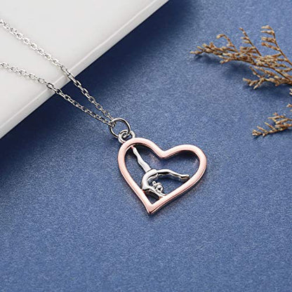 Sariel Gymnastics Gifts for Women Gymnast Necklace 925 Sterling Silver Gymnastics Fashion Jewelry Pendant Birthday - color: Rose gold