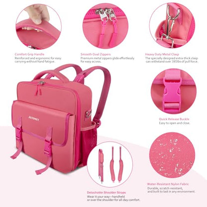 Zipper Binder 700-Sheet 3-inch D Ring with Multiple Pockets Folder Up 14" Laptop Detachable Backpack Straps & Shoulder Use for School and Office（red） - color: Plum Red