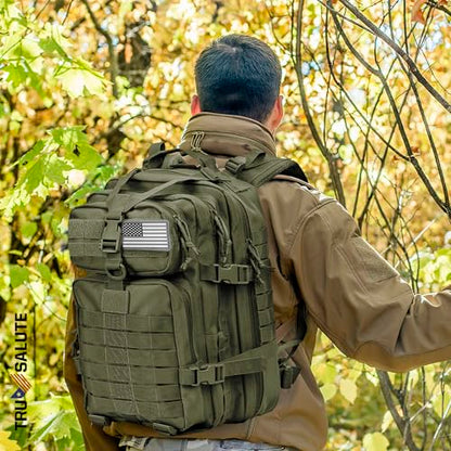 Tru Salute 45L Military Tactical Backpack Large Army 3 Day Assault Pack Molle Bug out Bag Rucksack (Amy Green) - color: Amy Green