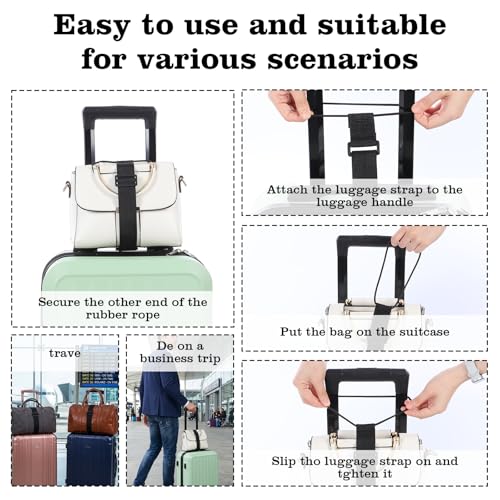 Ouligay 2 Pack Travel Straps for Luggage Multi-use Suitcase Strap Strong Luggage Straps Elastic Travel Luggage Belt Strap for Attaching Extra Bags Purse to Suitcase Handle