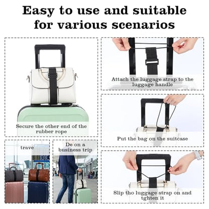 Ouligay 2 Pack Travel Straps for Luggage Multi-use Suitcase Strap Strong Luggage Straps Elastic Travel Luggage Belt Strap for Attaching Extra Bags Purse to Suitcase Handle