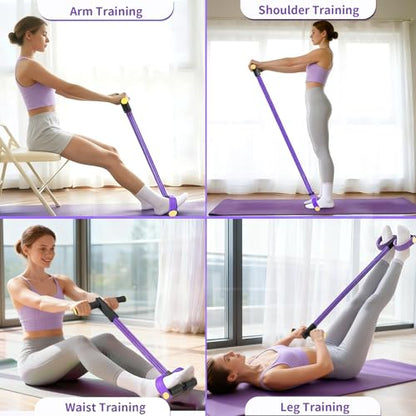 Pedal Resistance Bands with Handles, Upgrade 6-Tubes Elastic Bands for Exercise, Natural Rubber Foot Pedal Resistance Bands, Multifunction Fitness Bands for Abdomen, Waist, Arm, Leg, Pilates - color: Purple