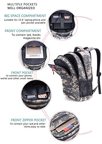 4land Camo Backpack for Boys,Army Boys Backpacks for Elementary Middle School Military,Camouflage Bookbag 40L - color: A-acu