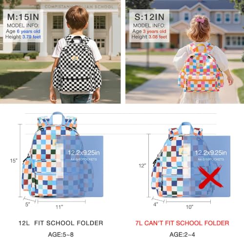 STEAMEDBUN Toddler Backpack Boys Girls 2-4, Preschool Daycare Backpack -12inch - color: Blue Checkerboard, size: Mini-12"H(not fit folder)