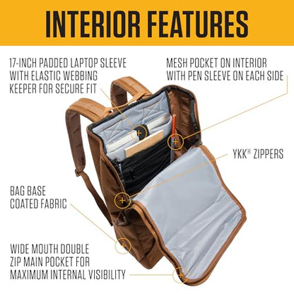 Carhartt 21L Top-Load Backpack, Durable Water Resistant Coated Canvas Base W/ 17" Laptop Sleeve, Carhartt Brown - color: Carhartt Brown