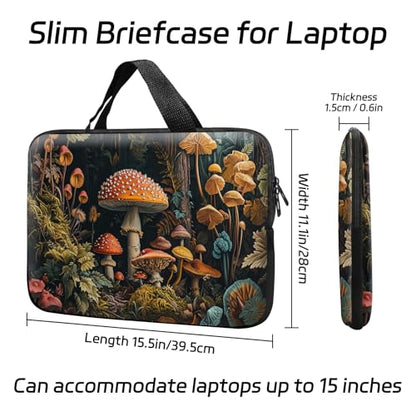 14 15 15.4 15.6 inch Laptop Handle Bag Computer Bag, Pouch Holder Notebook Sleeve Cover Soft Case Compatible for Dell,Lenovo,Toshiba HP, Asus Notebook-All Kinds of Mushrooms - color: All kinds of Mushrooms