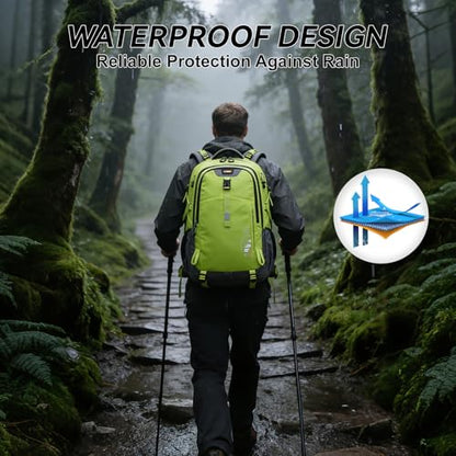 Hiking Backpack for Men Women, 50L Large Capacity Waterproof Mountaineering Backpack, Breathable Outdoor Daypack, Adjustable Trekking Rucksack for Camping Climbing Travel Climbing Travel - color: Green