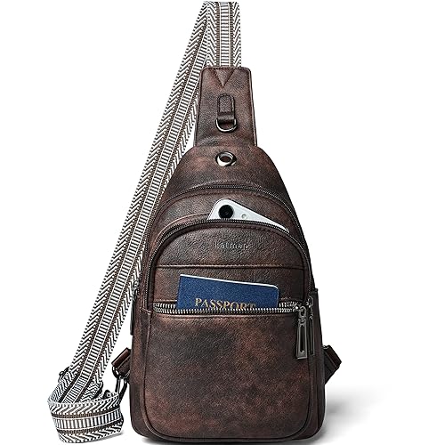 LATMAP 7L Sling Bag For Women Faux Leather Anti Theft Small Casual Daypack Backpack Fanny Pack Crossbody Chest Bags Purse Waterproof Coffee Color - color: Coffee