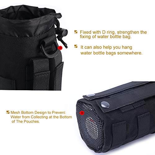 Upgraded Sports Water Bottles Pouch Bag, Tactical Drawstring Molle Water Bottle Holder Tactical Pouches, Travel Mesh Water Bottle Bag Tactical Hydration Carrier - color: Black-1Pack