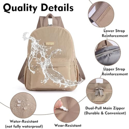 AOTIAN Lightweight Small Hiking Backpack for Women - Durable Water-Resistant Daypack for Travel, Camping & Outdoor Adventures - color: Khaki-small