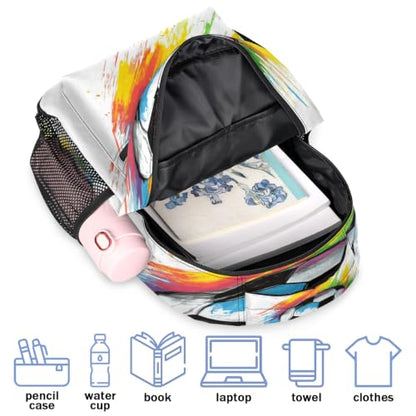 Colorful Soccer Ball Womens Travel Backpack | 15.6 Inch Laptop Backpack, Lightweight Casual Daypack, Water Resistant, Cute Work Backpacks, Large Capacity - color: Multicolor5