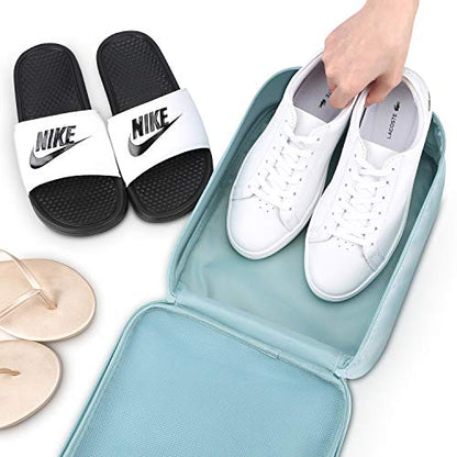 Mossio Shoe Bag Holds 3 Pair of Shoes for Travel and Daily Use Storage Pouch - color: Pink Striped