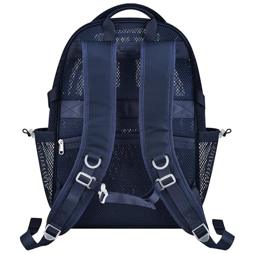Clear Backpack Heavy Duty Transparent Backpack for School Large Net Bookbag - color: Navy Blue