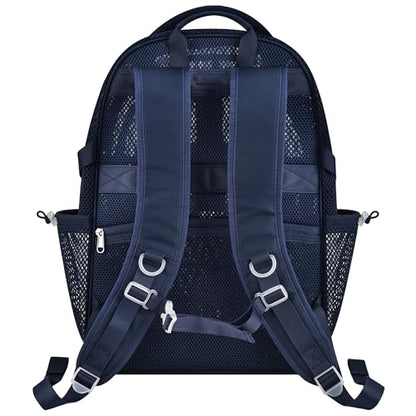 Clear Backpack Heavy Duty Transparent Backpack for School Large Net Bookbag - color: Navy Blue
