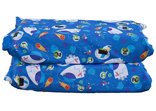 KinderMat 1.5" Thick + PBS Kids Kinderbundle - Washable Cover, Special Edition - Space Explorer - Regular, Sheet is 47" x 22", Value Bundle Great for Daycare & Family Households - color: Space Explorer Bundle 1.5 Inch