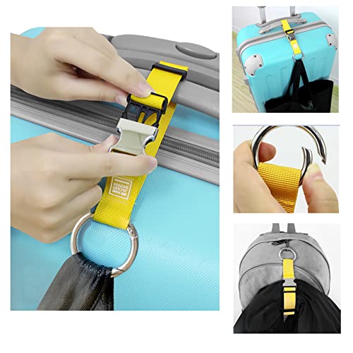 2PCS Add a Bag Luggage Strap Jacket Gripper,Heavy Duty Luggage Straps Carry-on Baggage Suitcase Straps Belts Travel Accessories,Carry Your Extra Bag Straps (Yellow) - color: Yellow