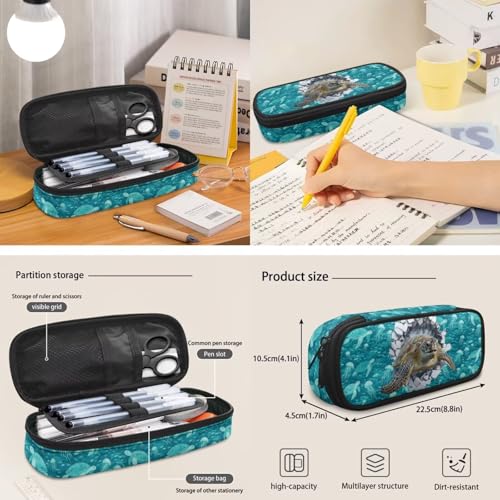 Talayituse 3D Turtle Jellyfish Print 6 Pcs Backpack Set Travel Bag Portable Bookbag Large Capacity Backpacks Schoolbag with Lunch Box Pencil Case Water Bottle Holder, Bookmark & Keychain - color: 3d Turtle Jellyfish