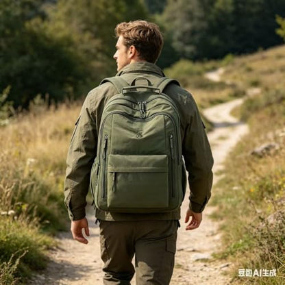 Casual Backpack, Multi-Pocket Design with Front Zipper Compartment (Army green) - color: Army Green
