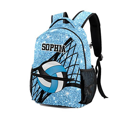 Personalized Volleyball Blue White Custom Backpack Waterproof Multifunctional Daypack with Name Gift - color: Design 1