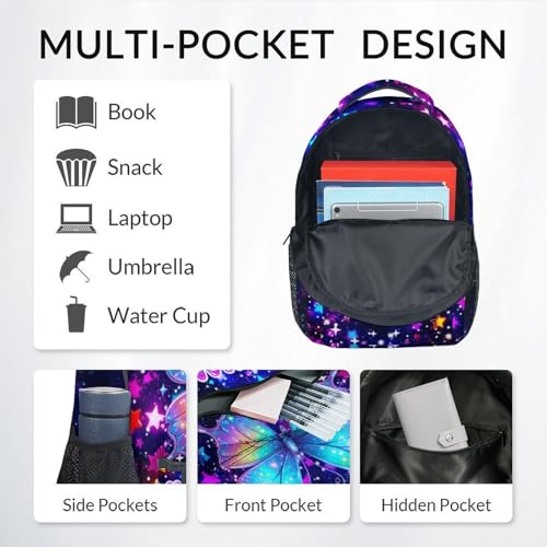 COZYAURA Butterfly Backpack for Girls Personalized Kids School Bag - 17 Inch Durable Elementary Kindergarten Bookbag for Toddler Daughter - color: Blue