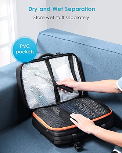 HOMIEE 40L Travel Backpack Expandable Carry on Backpack Fit 15.6 Inch Laptop with USB Charging Port for Business Weekender, TSA Approved Personal Item Bag Waterproof Luggage Suitcase - color: Black