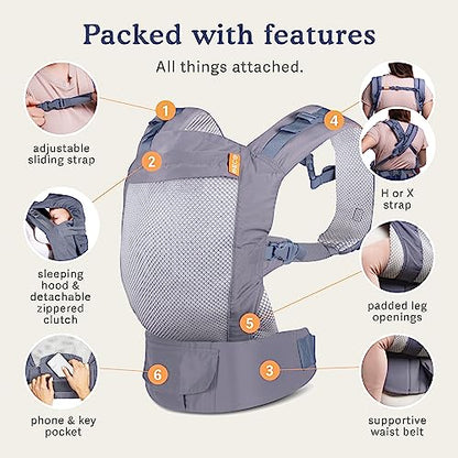 Beco Toddler Carrier with Breathable 3D Mesh & Extra Wide Seat - Front-Carry & Backpack Style - Lightweight Sling Carrier for Children (24-48 Months) - Cool Dark Grey - color: Cool Dark Grey