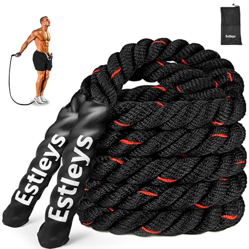 5.3lb Weighted Jump Rope, 10.5ft Adult Heavy Skipping Rope for Men and Women, Heavy Jump Ropes for Shaping Body, Home Workout, Total Body Workout Equipment (Black & Red)