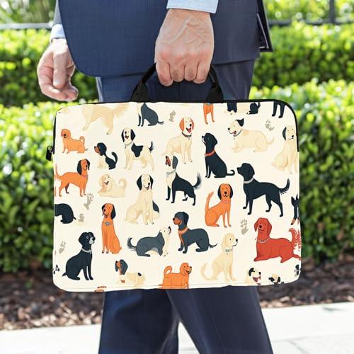 15-Inch Laptop Sleeve – Stylish, Lightweight, Shockproof, Water-Resistant Case for Lenovo, HP, Dell, Asus Notebooks - Cute Cartoon Dogs - color: Cute Cartoon Dogs