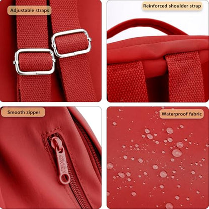 Mini Nylon Women Backpacks,Small Ladies backpacks Casual Lightweight Shopping Travel Daypack (Red) - color: Red