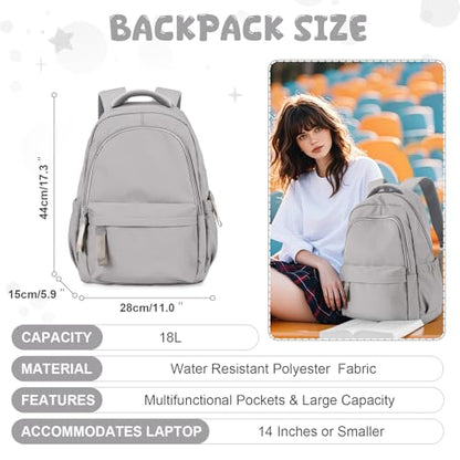winspansy Small Backpack For School Girls Boys Aesthetic Lightweight Travel Daypack Simple Cute Backpack For Women Men College High School Bookbag Fit 14 Inch Laptop,Rrey Brown - color: A2-grey