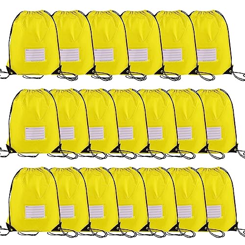20 Pcs Drawstring Bags,Bulk Draw String Backpack, DIY Gym Sports Cinch Bag Sackpack for Women Men, Yellow - color: Yellow