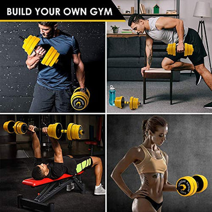 FUXION 44LB Adjustable Dumbbell Barbell Weight Pair - size: Barbell 22 LB or 11 LB Dumbbell Pair