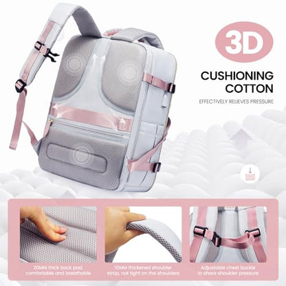 LOVEVOOK Travel Backpack for Women, 40L Carry On Backpack with 3 Packing Cubes,TSA Personal Item Travel Bag Airline Approved, Water Resistant Weekender Overnight Luggage Daypack, Fits 17 Inch Laptop - color: D-grey-pink, size: Large - 17.3 Inch - 40L - 3