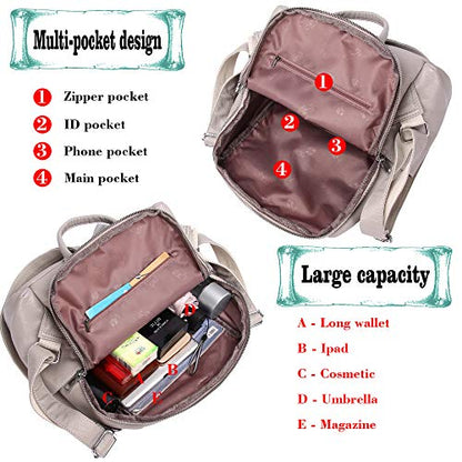 Women Fashion Backpack Purse Waterproof Bookbags Travel Shopping Rucksack Convertible Ladies Shoulder Bag - color: Light Gray【pu】