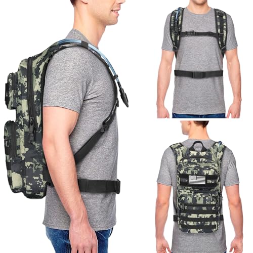NOOLA Hydration Backpack with 3L TPU Water Bladder, Tactical Molle Water Backpack for Men Women, Hydration Pack for Hiking, Biking, Running and Climbing - color: Shadowstand