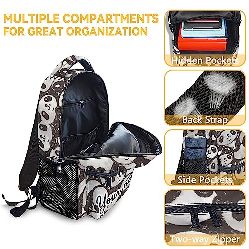Personalized Panda Backpack with Lunch Box And Pencil Case, 16 Inch Panda Theme Bookbag with Adjustable Straps, Durable, Lightweight, Large Capacity, School Backpack for Girls Women - color: Panda2-3
