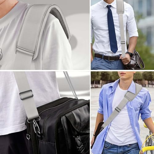 Hseok 60 Inch Shoulder Strap, Ultra-Thick and Padded with Metal Swivel Hooks for Laptop Messenger and Crossbody Canvas Bags - color: Light Gray