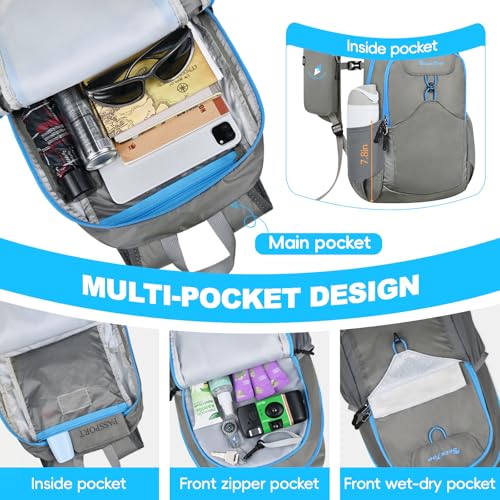 Seektop 15L Small Lightweight Hiking Backpack for Men Women Foldable Packable UltraLight Daypack for Travel Daily Outdoor - color: Gray