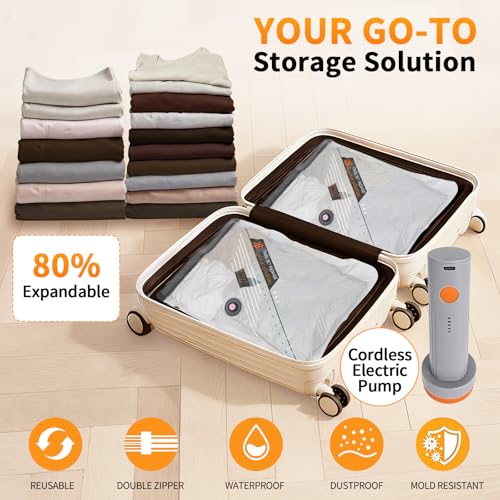 Vacuum Storage Bags, Travel Vacuum Bags with Portable Electric Pump, Space Saver Compression Bags for Travel, Luggage, Suitcase, Vacuum Seal Bags for Clothing, Bedding, Large Items-12 Combo Set - size: 12 Combo Set